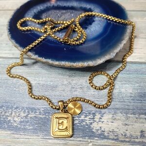 Kitsume Gold Initial E Pendant Necklace.